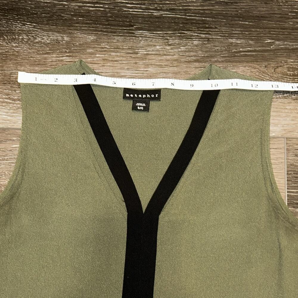Metaphor - Sleeveless Olive Blouse by Metaphor, Size Small - Picture 5 of 8